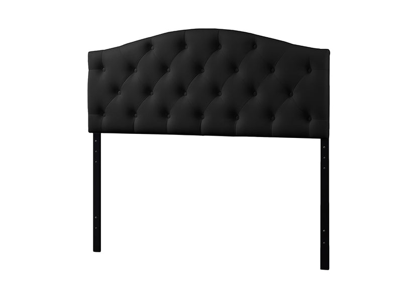 Myra Headboard - Modern and Contemporary Black Faux Leather Upholstered Button-Tufted Scalloped Design