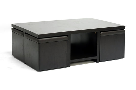 Prescott Modern Table and Stool Set with Hidden Storage for Stylish Home Organization and Space Saving Solutions