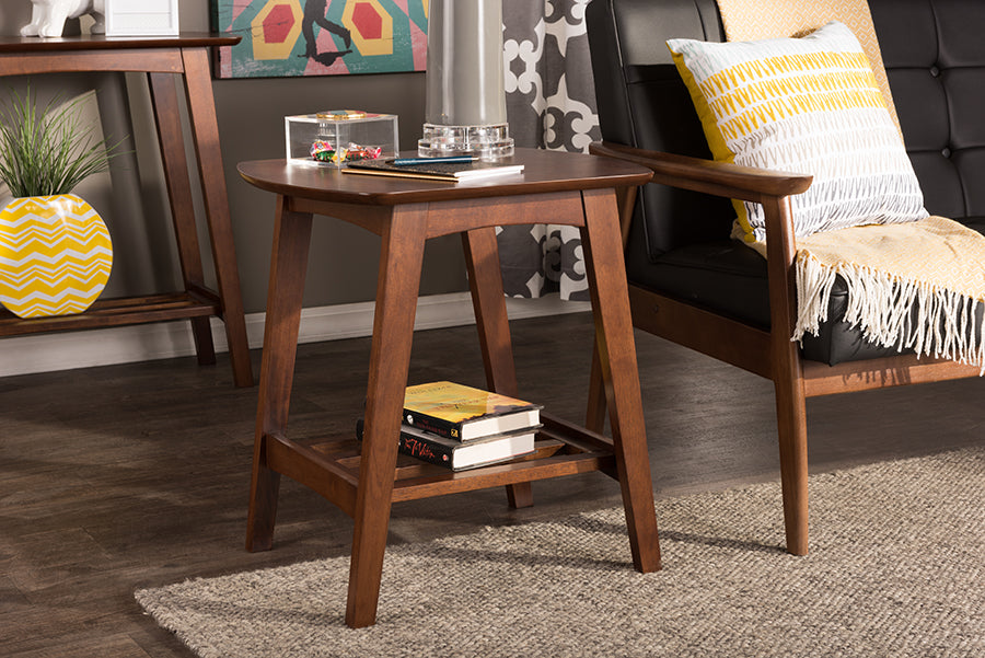 Sacramento End Table Mid-century Modern Scandinavian Style Dark Walnut Finish