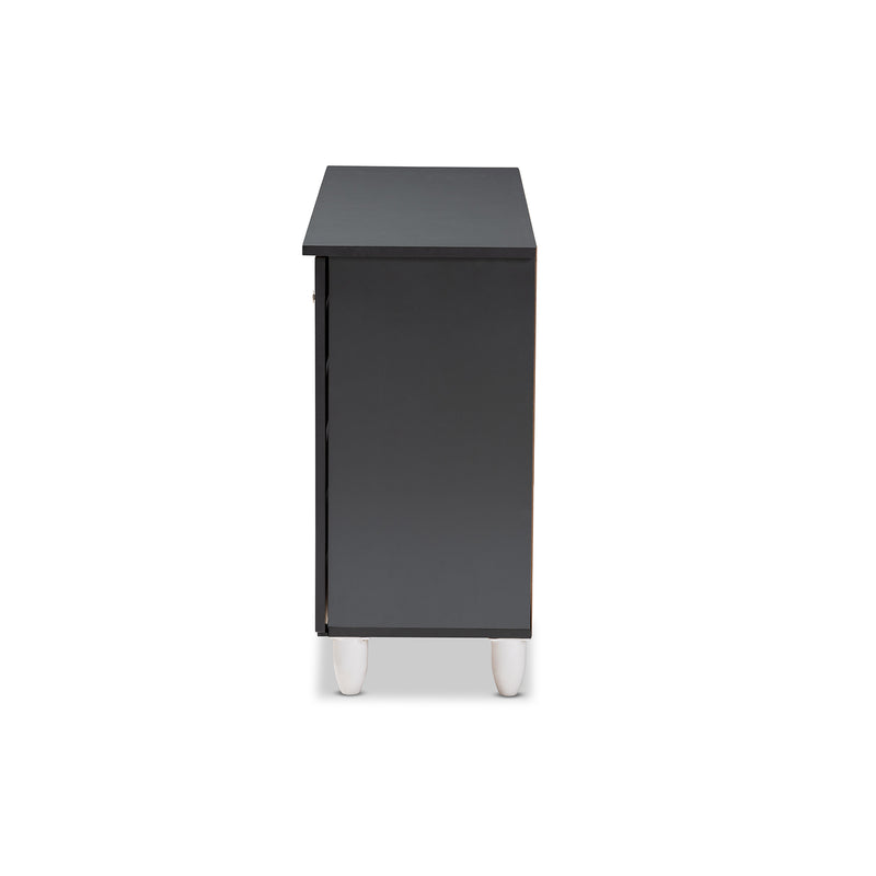 Gisela Shoe Storage Cabinet Modern and Contemporary Two-Tone Oak and Dark Gray 3-Door