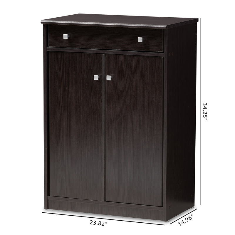 Dariell Shoe Cabinet in Modern Wenge Brown Finish for Stylish Storage Solutions