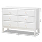 Naomi Classic Transitional 6-Drawer Bedroom Dresser in White Finished Wood for Stylish Storage and Organization