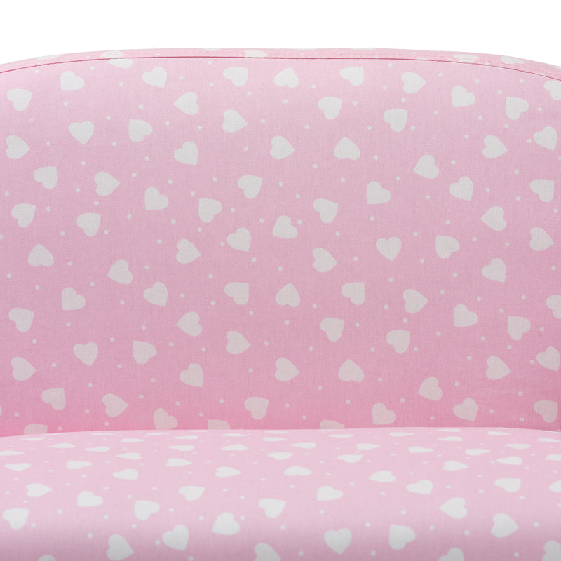 Erica Kids 2-Seater Sofa Modern Pink and White Heart Patterned Fabric Upholstery for Children's Rooms