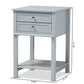 Willow End Table Modern Transitional Light Grey Finished 2-Drawer Wood