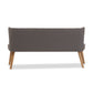 Melody 3-Seater Settee Bench in Mid-Century Modern Style with Grey Fabric and Natural Wood Finish