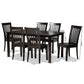 Erion Dining Set Modern and Contemporary Dark Brown Finished Wood 7-Piece