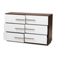 Mette Mid-Century Modern 6-Drawer Wood Dresser in White and Walnut Finish - Stylish Storage for Bedroom or Living Room