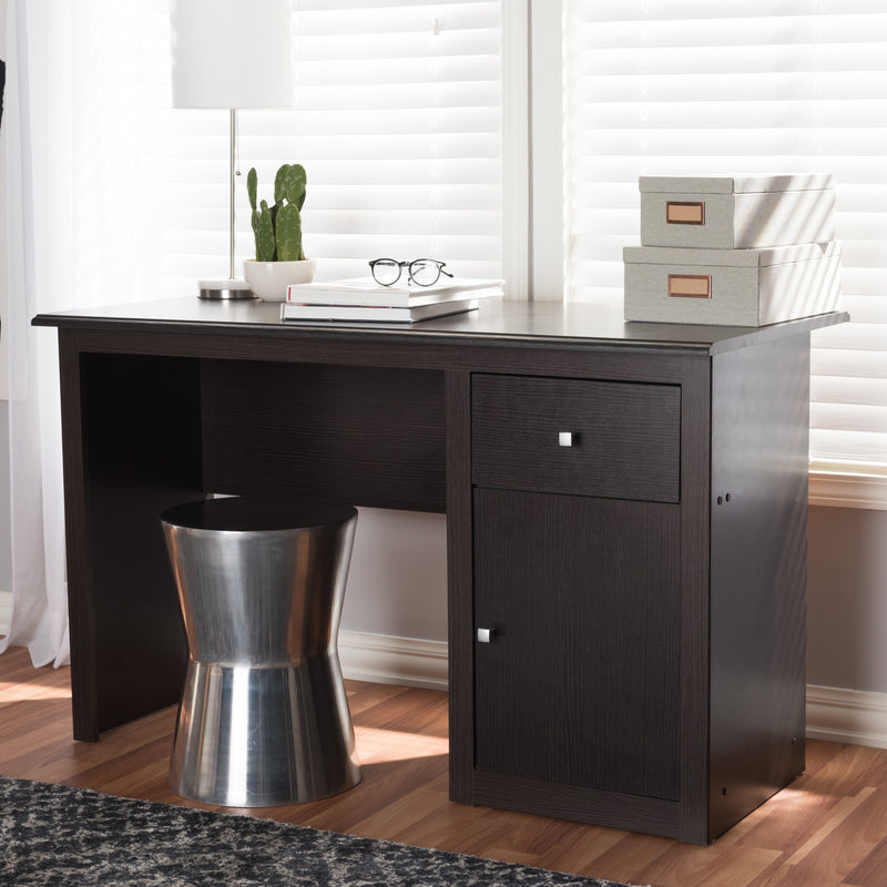 Belora Modern Wenge Brown Desk - Contemporary Home Office Furniture with Sleek Design and Ample Workspace