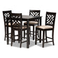 Caron Pub Set Modern and Contemporary Dark Brown Finished Wood 5-Piece