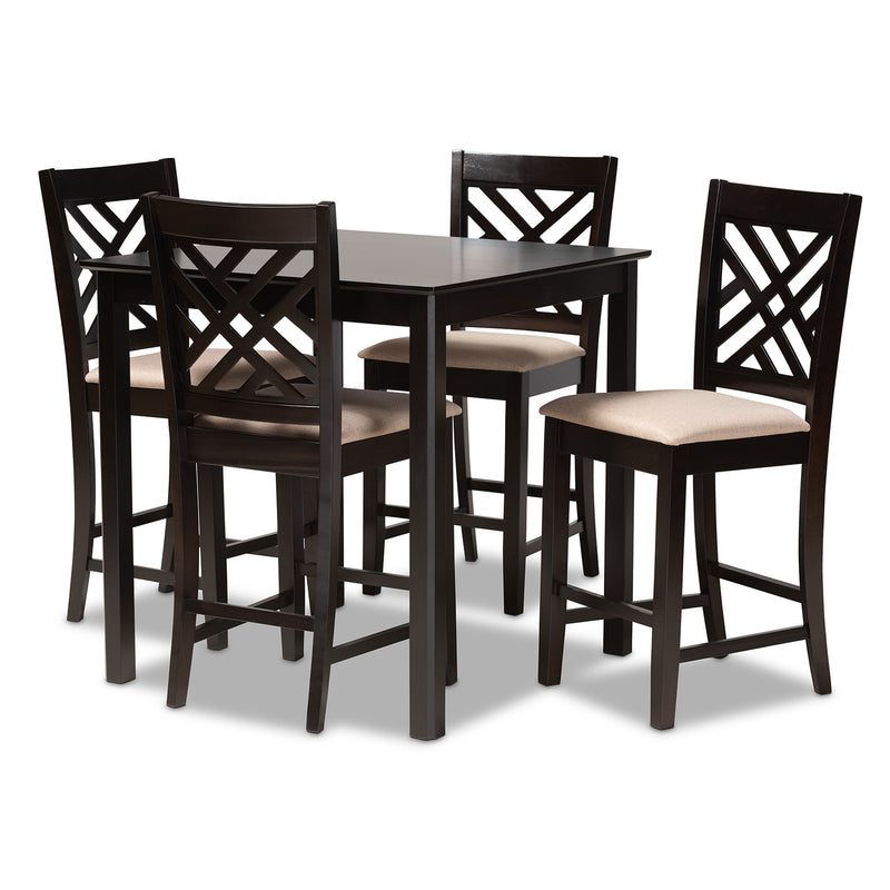 Caron Pub Set Modern and Contemporary Dark Brown Finished Wood 5-Piece