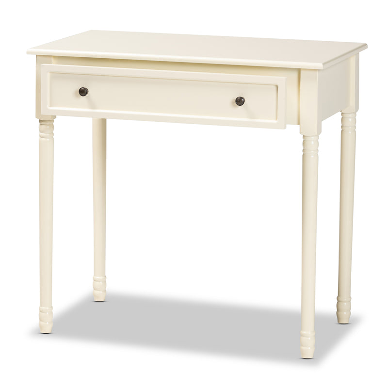 Mahler Classic Console Table White Finished Wood with 1 Drawer for Living Room or Entryway Storage