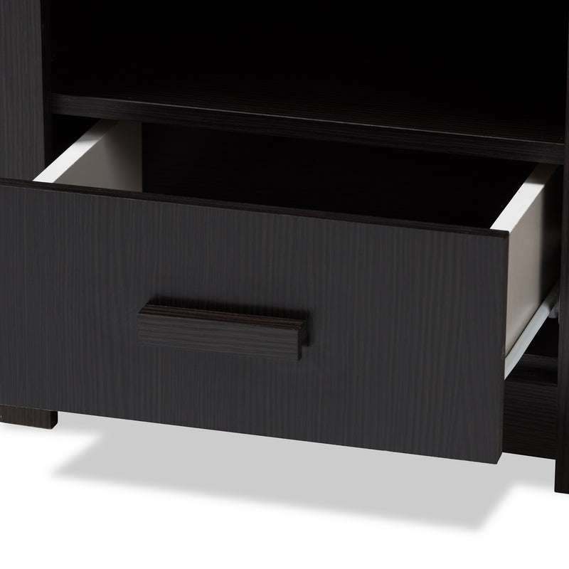 Bienna Nightstand - Modern Wenge Brown 1-Drawer Bedside Table for Bedroom Storage