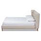 Gretchen Platform Bed - Modern and Contemporary Light Beige Fabric Upholstered with Walnut Brown Finished Wood