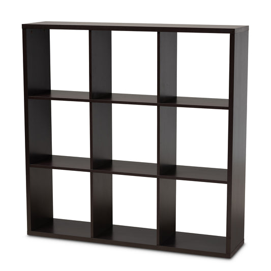 Janne 9-Cube Multipurpose Storage Shelf in Dark Brown Finish for Organizing and Displaying Books and Decor