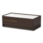 Walker Modern Coffee Table with Dark Brown and Gold Finished Wood and Faux Marble Top