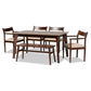 Coretta Dining Set - Mid-Century Modern 6-Piece Cream Fabric and Dark Brown Wood Furniture for Elegant Dining Rooms