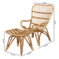 Earvin Modern Bohemian Rattan Armchair and Footstool Set Natural Brown 2-Piece Lounge Furniture for Stylish Living Rooms and Cozy Spaces