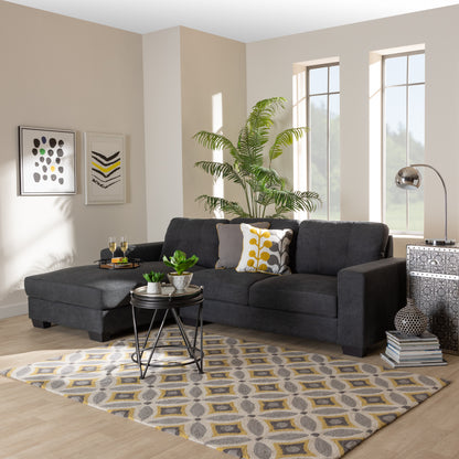 Langley Sectional Sofa Modern and Contemporary Dark Grey Fabric Upholstered with Left Facing Chaise