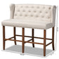 Alira Bar Stool Modern and Contemporary Beige Fabric Upholstered Walnut Finished Wood Button Tufted