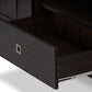 Unna TV Cabinet 70-Inch Dark Brown Wood with 2 Sliding Doors and Drawer