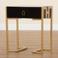 Luna End Table - Contemporary Glam Design with Black Wood and Gold Metal Accents