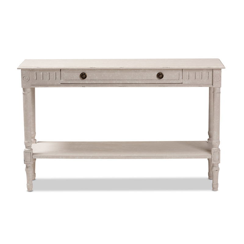 Ariella Console Table Country Cottage Farmhouse Style with 1 Drawer Whitewashed Finish