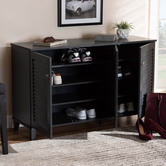 Coolidge Shoe Storage Cabinet Modern and Contemporary Dark Grey Finished 8-Shelf Wood