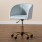 Ravenna Office Chair Contemporary Glam and Luxe Aqua Velvet Fabric and Gold Metal Swivel