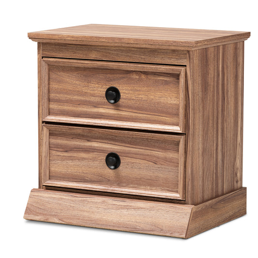 Ryker Nightstand Modern 2-Drawer Wood Design with Oak Finish for Bedroom Storage