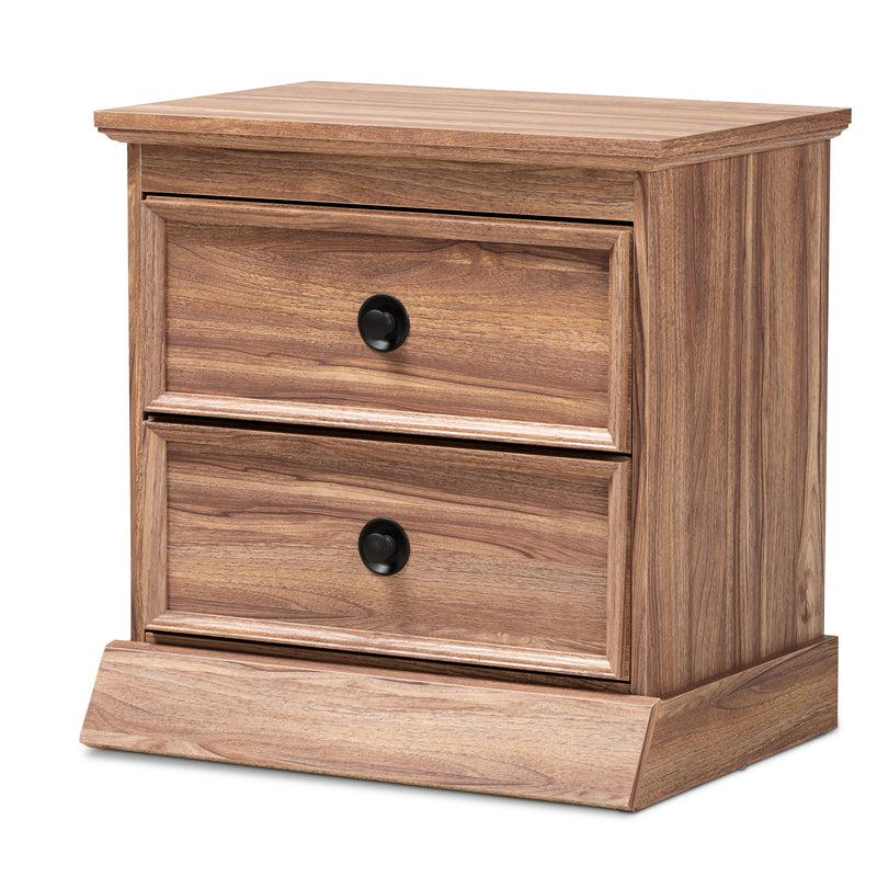 Ryker Nightstand Modern 2-Drawer Wood Design with Oak Finish for Bedroom Storage