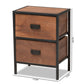 Hillard Modern Industrial End Table Walnut Brown Wood with Black Metal, 2-Drawer Design for Stylish Storage and Organization