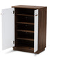 Mette Mid-Century Modern Shoe Cabinet - Two-Tone White and Walnut 5-Shelf Wood Storage Solution for Shoes and Accessories