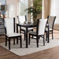 Adley Dining Set Modern 5-Piece Collection with Dark Brown Finish and White Faux Leather Upholstery for Stylish Dining Rooms