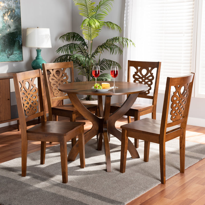 Wanda Dining Set Modern Contemporary Transitional Dark Brown Finished Wood 5-Piece