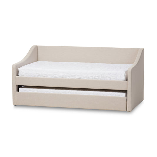 Barnstorm Daybed Modern and Contemporary Beige Fabric Upholstered with Guest Trundle Bed