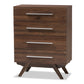 Auburn Mid-Century Modern 4-Drawer Chest in Walnut Brown for Stylish Storage Solutions