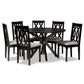 Callie Dining Set Modern Contemporary Grey Fabric Upholstered Dark Brown Finished Wood 7-Piece