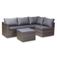 Pamela Outdoor Patio Set - Modern 4-Piece Woven Rattan Furniture with Grey Upholstery and Brown Finish