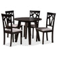 Derya 5-Piece Dining Set: Modern Grey Fabric Chairs with Dark Brown Finished Wood Table