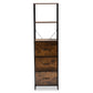 Hakan Modern Industrial 3-Drawer Storage Cabinet in Walnut Brown Wood and Black Metal for Stylish Organization