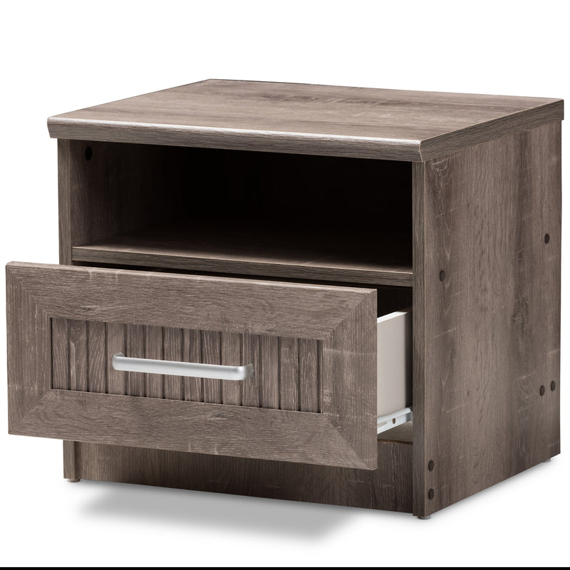 Gallia Nightstand Modern Oak Brown Finished 1-Drawer Bedside Table with Storage