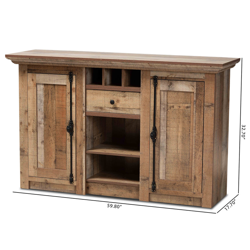 Albert Rustic Finished Wood Sideboard Buffet Modern Contemporary 2-Door Dining Room Storage Cabinet